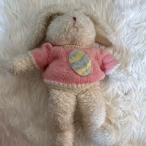Adorable Plush Bunny with Pink Sweater